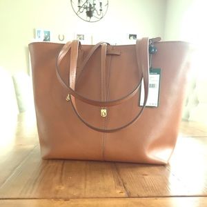 Ralph Lauren Cognac Leather Tote